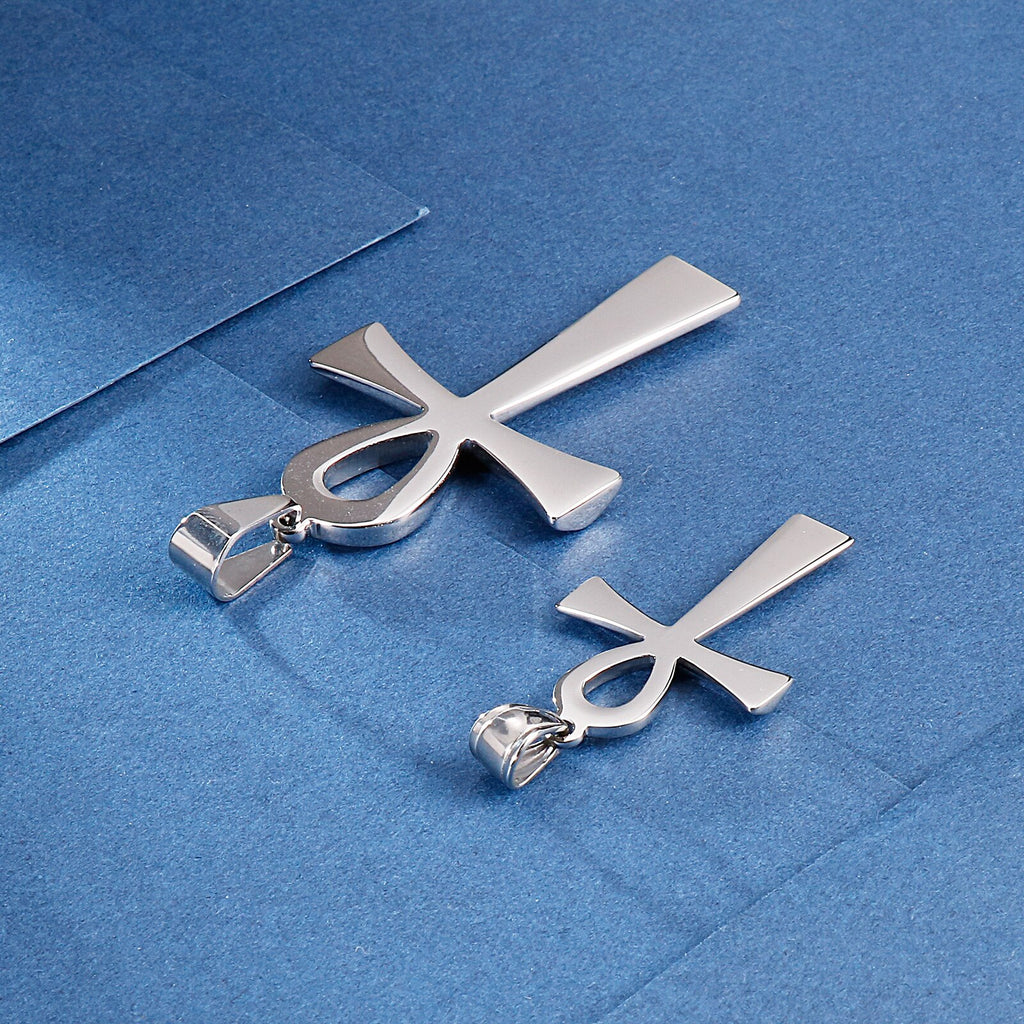 HaoYi Egypt Cruz Necklace For Men Symbol of life Charms Vintage Geometric Pendant Stainless Steel Jewelry