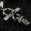 HaoYi Vintage Snake Shape Egypt Cruz Pendant Necklace Gothic 316L Stainless Steel Punk Men's Jewelry