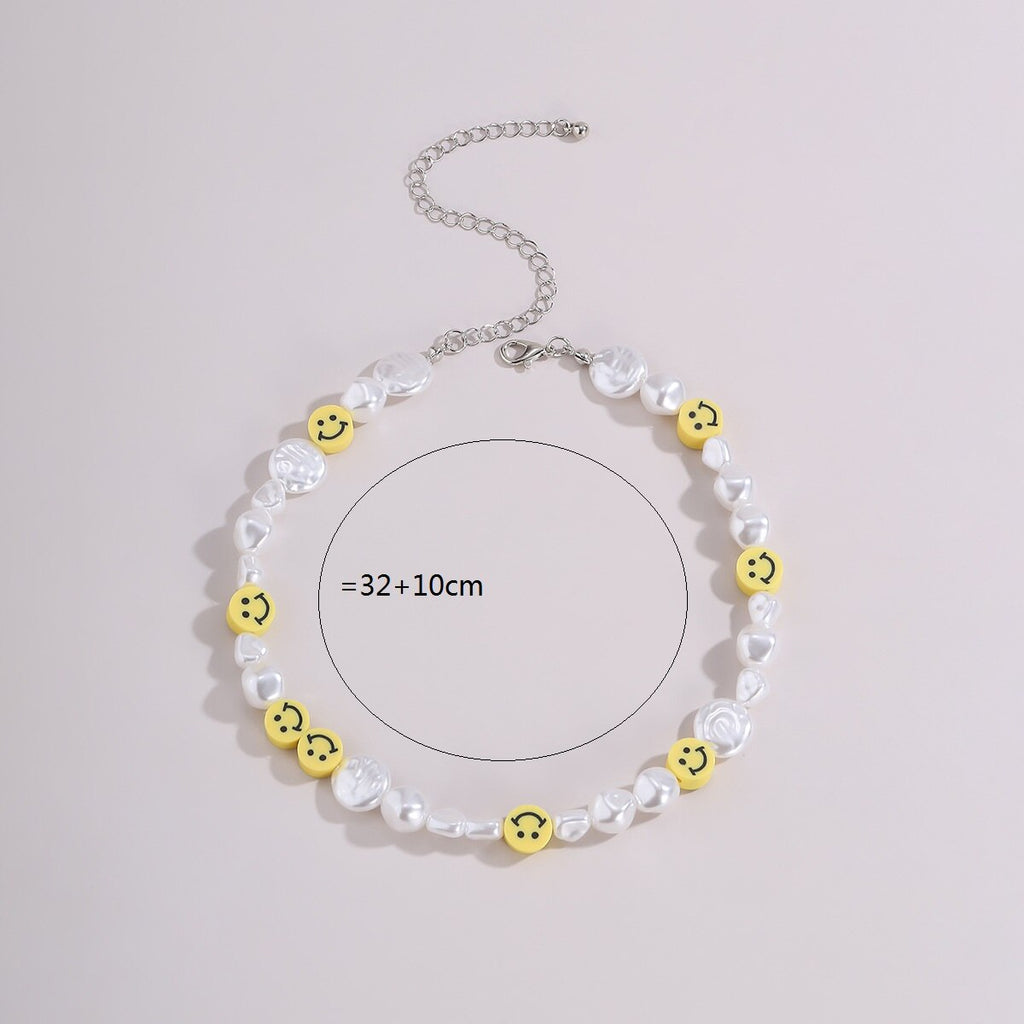 Happy Smile face baroque pearl choker necklace for women vintage boho clavicle collar necklace hawaii women jewelry 2021
