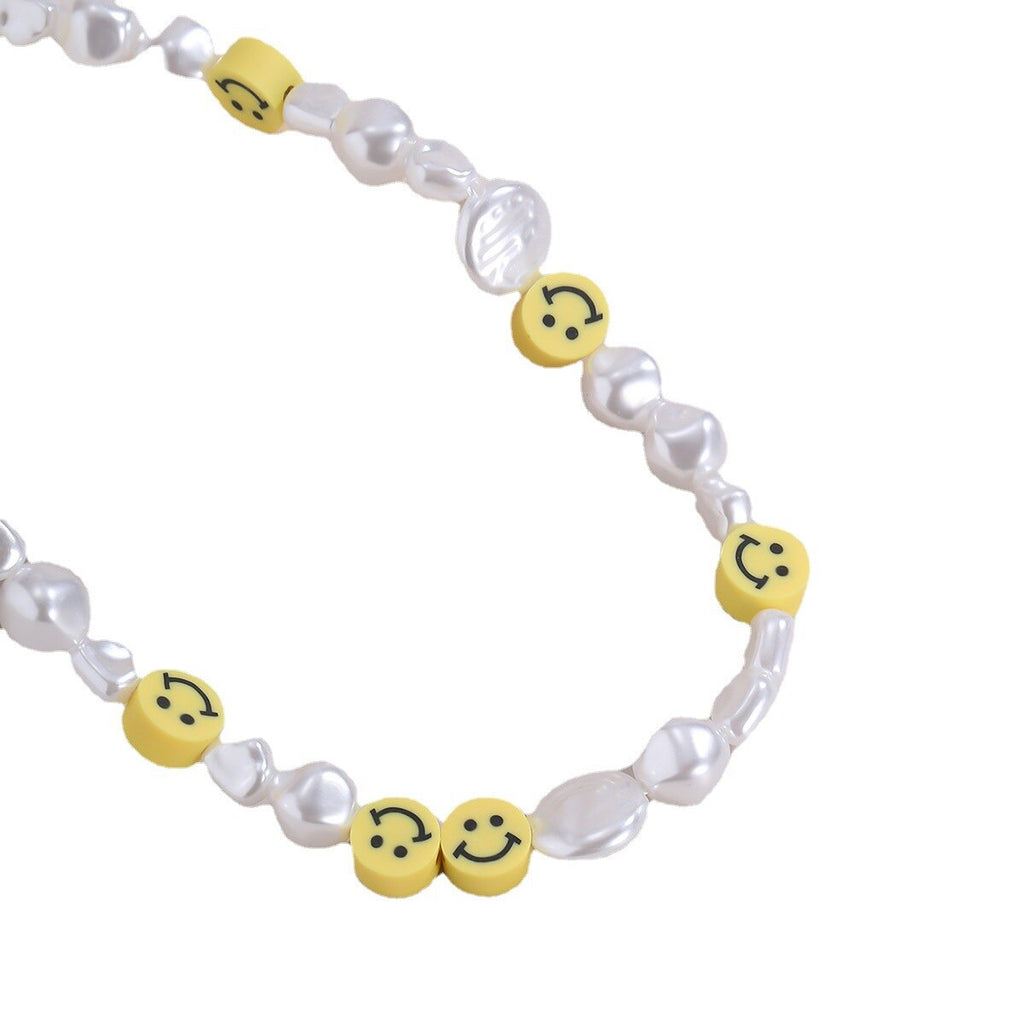 Happy Smile face baroque pearl choker necklace for women vintage boho clavicle collar necklace hawaii women jewelry 2021