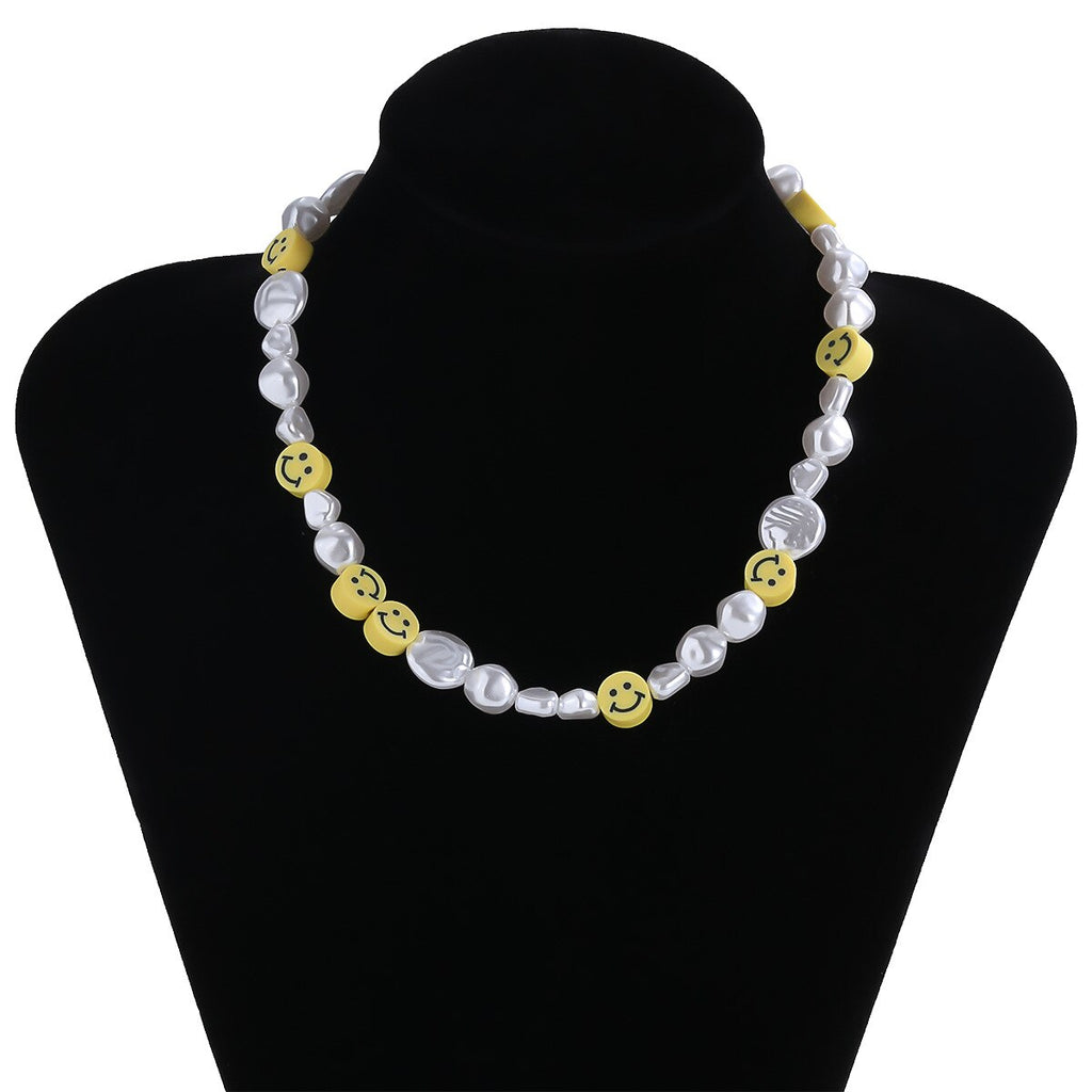 Happy Smile face baroque pearl choker necklace for women vintage boho clavicle collar necklace hawaii women jewelry 2021