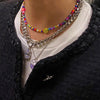 Happy smile face bead choker necklace for women colorful beads bohemia summer necklace outer banks  items
