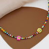 Happy smile face bead choker necklace for women colorful beads bohemia summer necklace outer banks  items