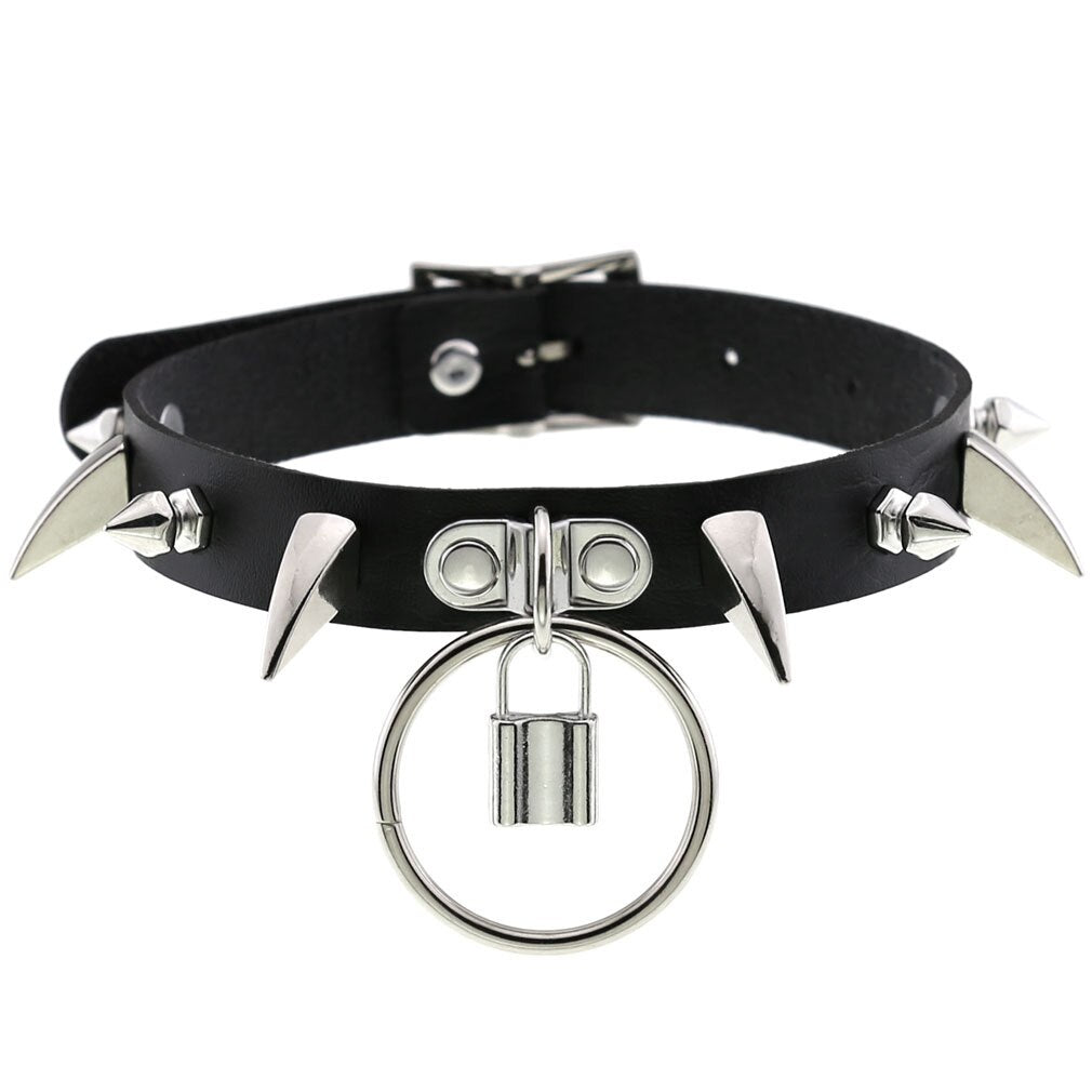 New Harajuku Black Goth Punk Leather Choker Necklaces Women Men Rock Metal  Emo Festival Cosplay Party