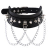 Harajuku Black Goth PU Leather Choker Necklace For Women Emo Punk Hollow Heart Rivet Spike Necklaces Festival Party Men Jewelry