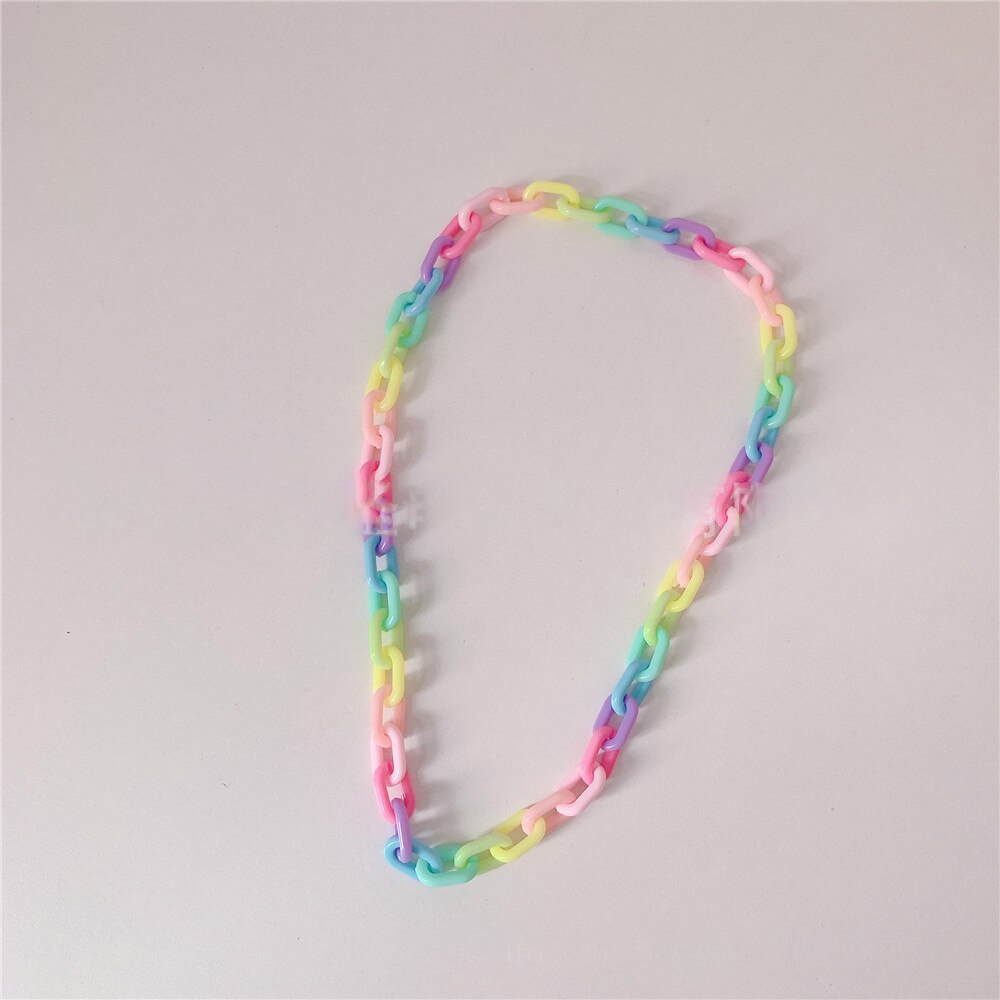 Harajuku Candy Color Acrylic Strand Choker Necklaces for Women Girl Party Cosplay Lolita Jewelry Punk Chains Necklace