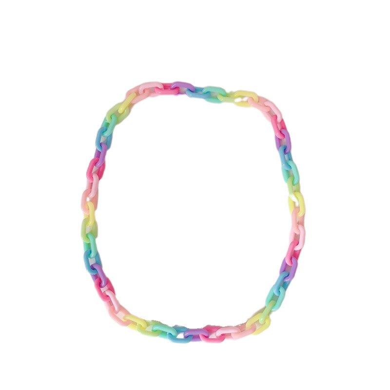 Harajuku Candy Color Acrylic Strand Choker Necklaces for Women Girl Party Cosplay Lolita Jewelry Punk Chains Necklace