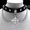 Choker Goth Satan Inverted Peter's Cross Necklace Stainless Steel PU Leather Cosplay Anime Necklaces Jewelry Gift