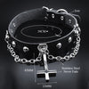 Choker Goth Satan Inverted Peter's Cross Necklace Stainless Steel PU Leather Cosplay Anime Necklaces Jewelry Gift