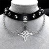 Choker Goth Satan Inverted Peter's Cross Necklace Stainless Steel PU Leather Cosplay Anime Necklaces Jewelry Gift