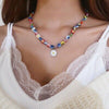 Harajuku Colorful Rainbow Beads Choker Necklace Y2K Trendy Korean Flower Irregular Pendant Necklace Beads For Jewelry