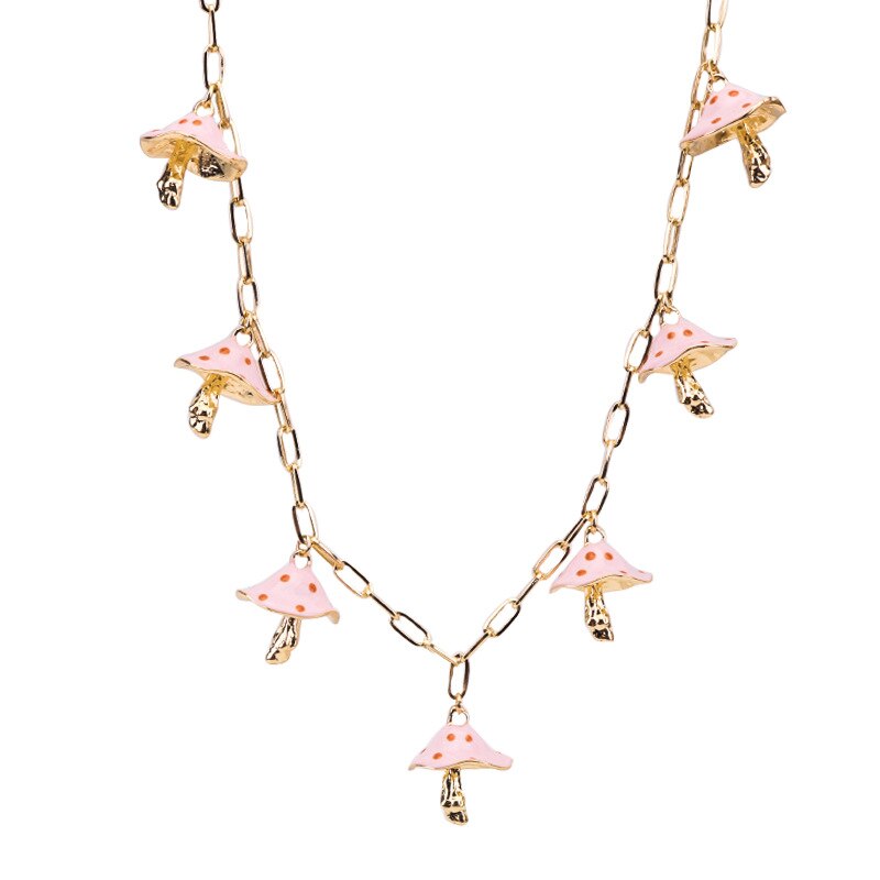 Harajuku Cute Colorful  Lovely Punk Mushroom Choker Necklaces Women Jewelry Couple Gift Necklace Pendant Chokers