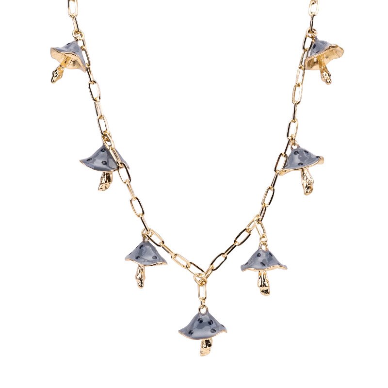 Harajuku Cute Colorful  Lovely Punk Mushroom Choker Necklaces Women Jewelry Couple Gift Necklace Pendant Chokers