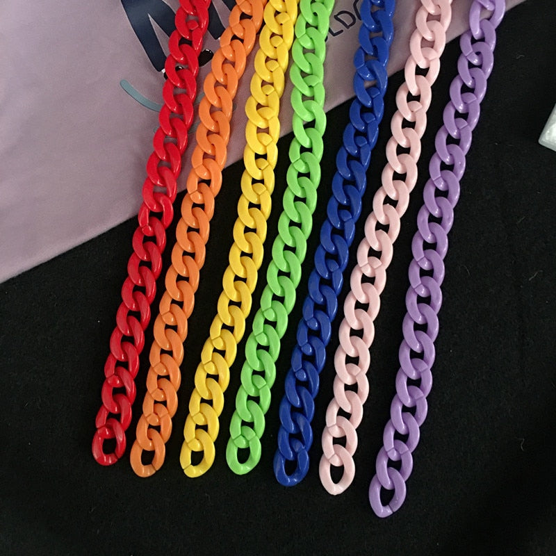 Harajuku Disco 90s Lilac Collar Necklaces Ins Cool Punk Multicolor Acrylic Necklaces for Women Girl Party Gifts