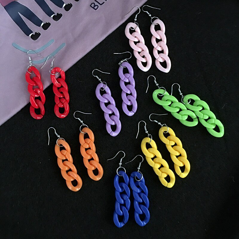 Harajuku Disco 90s Lilac Collar Necklaces Ins Cool Punk Multicolor Acrylic Necklaces for Women Girl Party Gifts