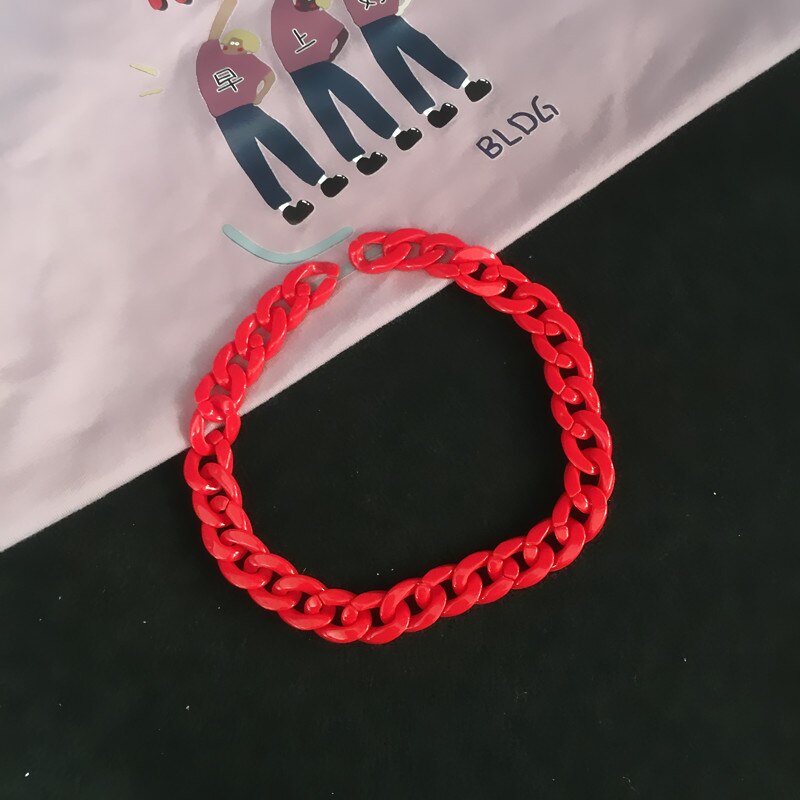 Harajuku Disco 90s Lilac Collar Necklaces Ins Cool Punk Multicolor Acrylic Necklaces for Women Girl Party Gifts