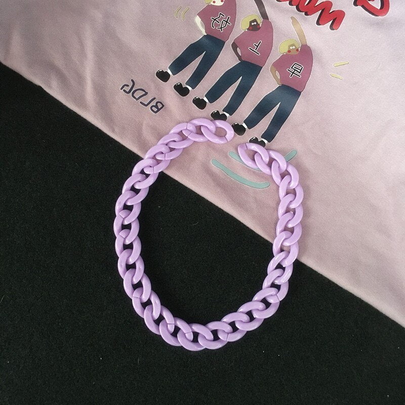 Harajuku Disco 90s Lilac Collar Necklaces Ins Cool Punk Multicolor Acrylic Necklaces for Women Girl Party Gifts