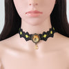 Harajuku Goth Lace Choker Necklaces For Women Aesthetic Crystal Flannel Necklace Gothic Punk Collar Slytherin Bohemian Jewelry