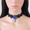 Harajuku Goth Lace Choker Necklaces For Women Aesthetic Crystal Flannel Necklace Gothic Punk Collar Slytherin Bohemian Jewelry