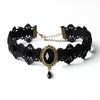 Harajuku Goth Lace Choker Necklaces For Women Aesthetic Crystal Flannel Necklace Gothic Punk Collar Slytherin Bohemian Jewelry