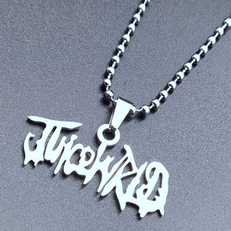 Harajuku Hip Hop JUICE Wrld Pendant Necklace Rapper Letter Name Chain Stainless Steel Necklace Fans Memorial Jewelry Gifts
