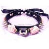 Harajuku Kawaii Punk Rock Flower Spikes Leather Collar Double Spiked Lace Up Choker Colalr Necklace