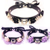 Harajuku Kawaii Punk Rock Flower Spikes Leather Collar Double Spiked Lace Up Choker Colalr Necklace
