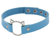 Harajuku Punk Soft Girl PU Leather Cat Head Collar Female Neck Band Internet Influencer Street Snap Clavicle Chain Cosplay
