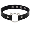 Harajuku Punk Soft Girl PU Leather Cat Head Collar Female Neck Band Internet Influencer Street Snap Clavicle Chain Cosplay