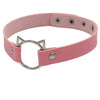 Harajuku Punk Soft Girl PU Leather Cat Head Collar Female Neck Band Internet Influencer Street Snap Clavicle Chain Cosplay