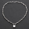 Harajuku Punk Thorns Iron Unisex PadLock Pendant Necklace Hip Hop Necklaces Streetwear Choker Necklace for Women Men Jewelry