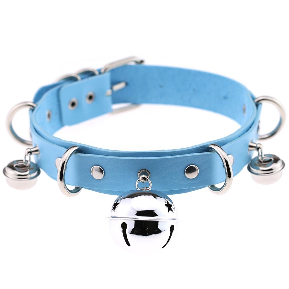 Harajuku Sexy Bell Choker Necklaces for Women Girls Cosplay Jewelry Perform Accessories Collar PU Leather Clavicle Neckband