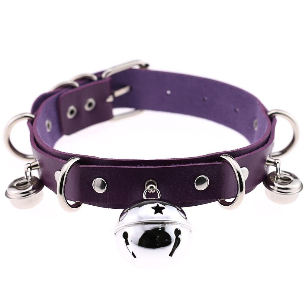 Harajuku Sexy Bell Choker Necklaces for Women Girls Cosplay Jewelry Perform Accessories Collar PU Leather Clavicle Neckband