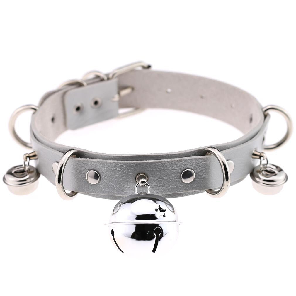 Harajuku Sexy Bell Choker Necklaces for Women Girls Cosplay Jewelry Perform Accessories Collar PU Leather Clavicle Neckband