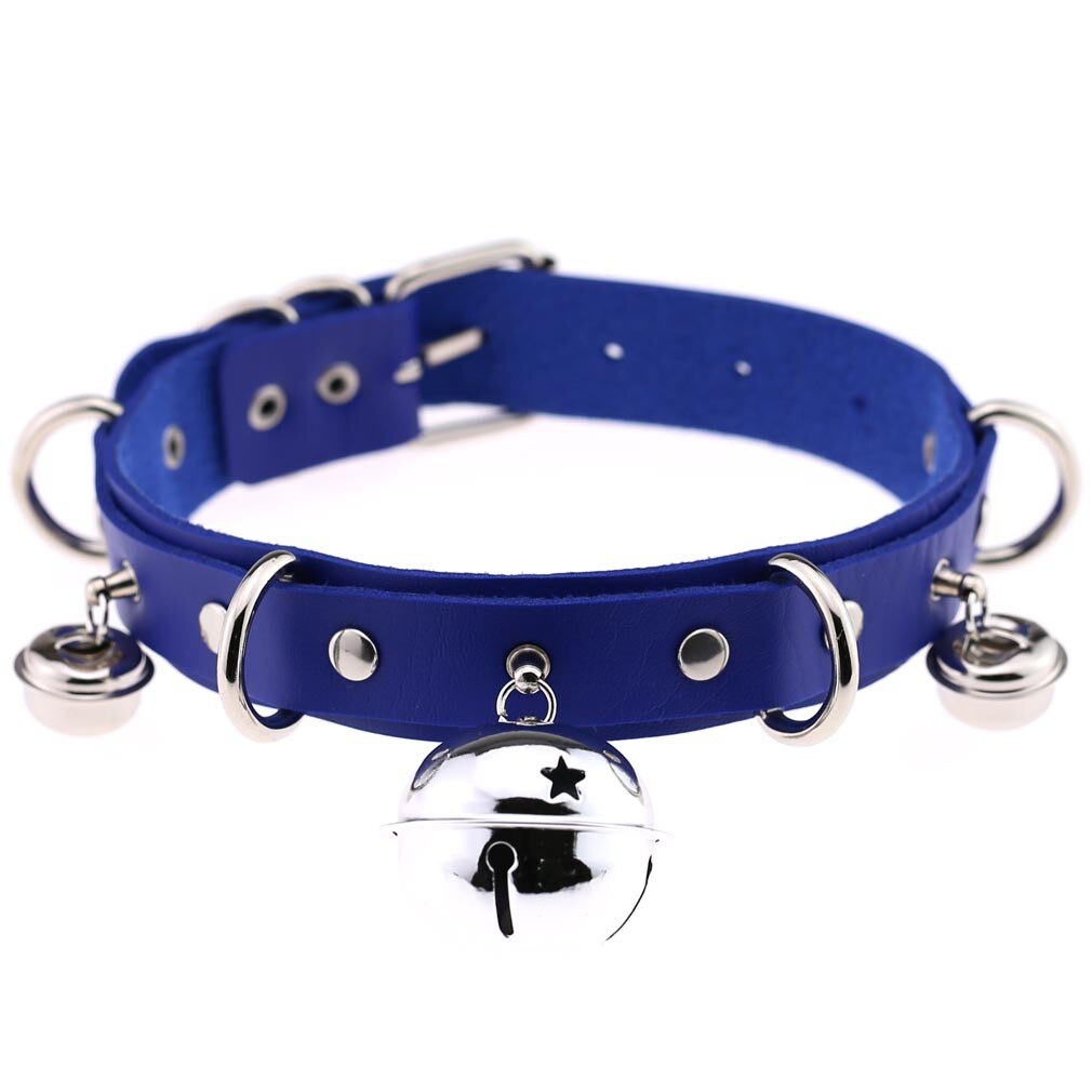 Harajuku Sexy Bell Choker Necklaces for Women Girls Cosplay Jewelry Perform Accessories Collar PU Leather Clavicle Neckband