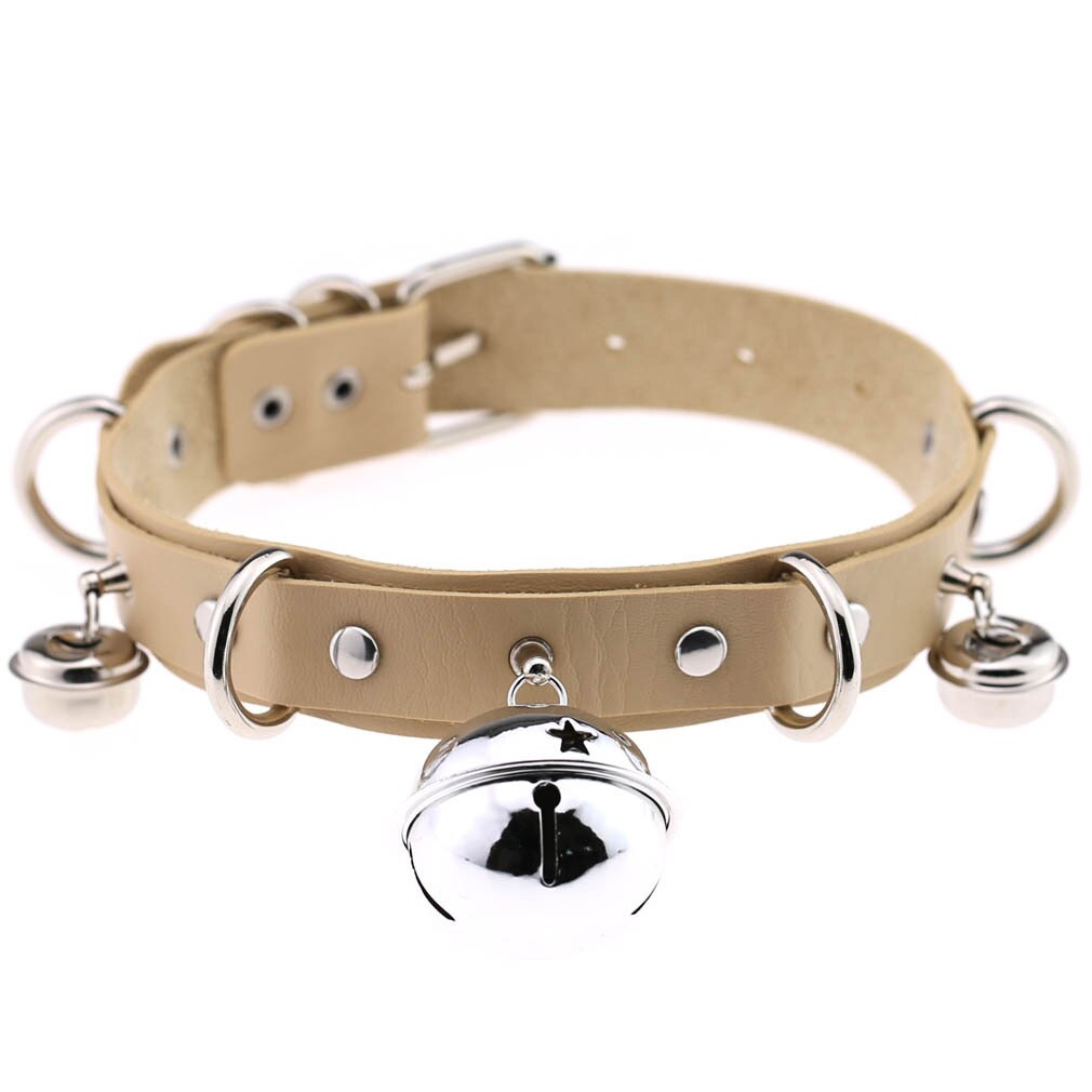 Harajuku Sexy Bell Choker Necklaces for Women Girls Cosplay Jewelry Perform Accessories Collar PU Leather Clavicle Neckband