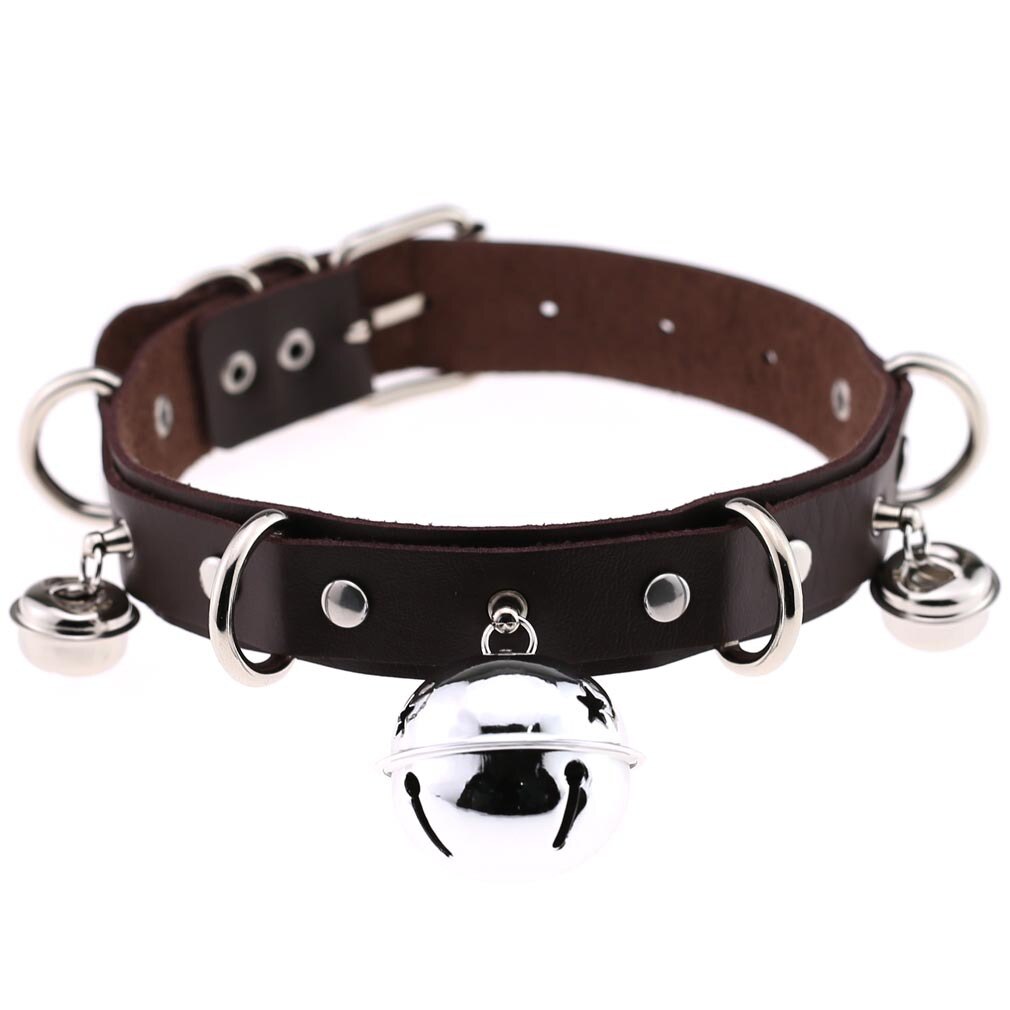 Harajuku Sexy Bell Choker Necklaces for Women Girls Cosplay Jewelry Perform Accessories Collar PU Leather Clavicle Neckband