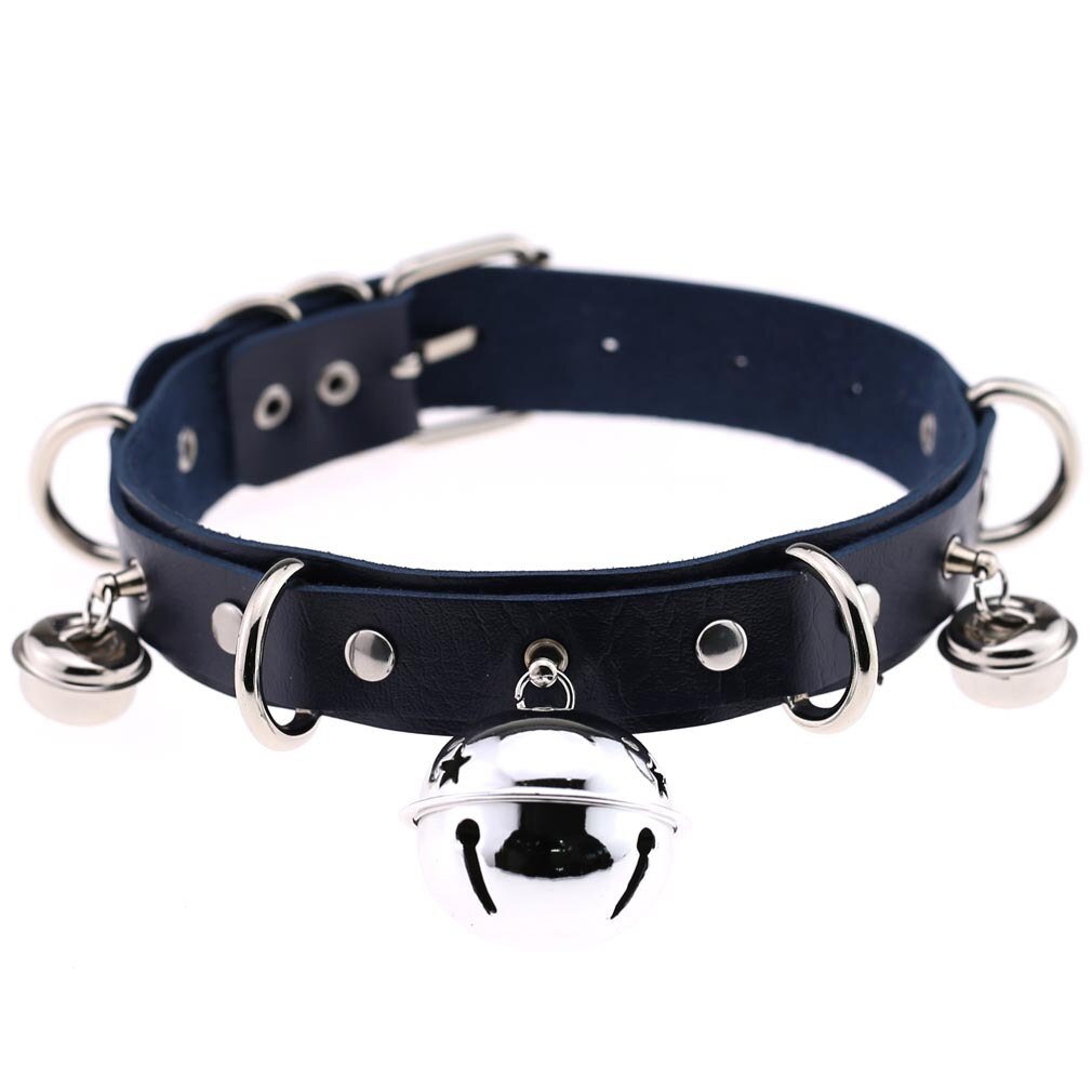 Harajuku Sexy Bell Choker Necklaces for Women Girls Cosplay Jewelry Perform Accessories Collar PU Leather Clavicle Neckband