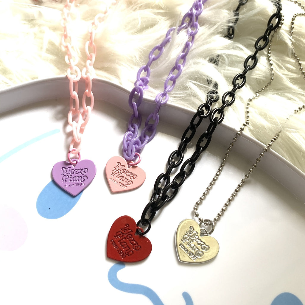 Harajuku Sweetheart Candy-Colored Acrylic Lovely Necklace Clavicle Chain Simple Wind Cute and Lovely (20df)