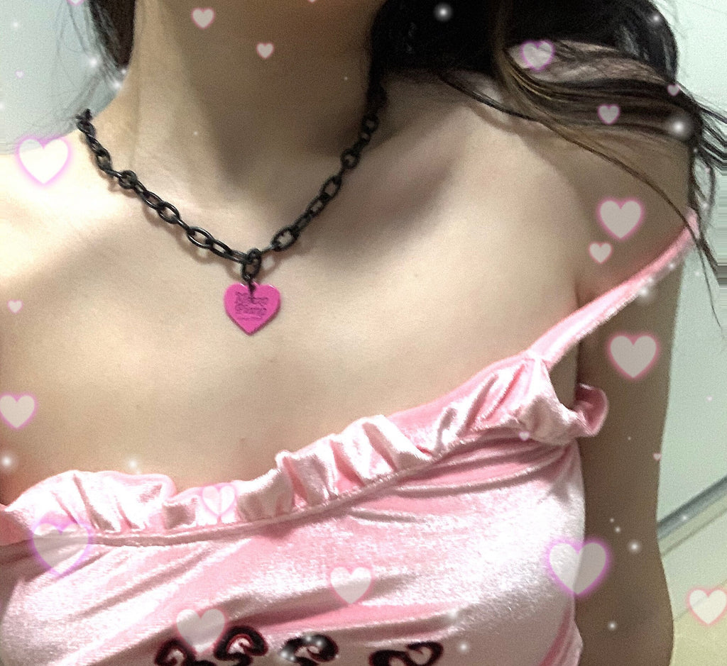 Harajuku Sweetheart Candy-Colored Acrylic Lovely Necklace Clavicle Chain Simple Wind Cute and Lovely (20df)