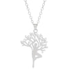 Harajuku Yoga Tree Of Life Stainless Steel Necklaces & Pendants Women Silver Color Nature Spiritual Necklace Jewellery