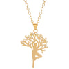 Harajuku Yoga Tree Of Life Stainless Steel Necklaces & Pendants Women Silver Color Nature Spiritual Necklace Jewellery