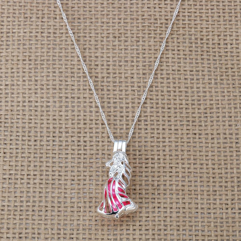 Harong Tangled Rapunzel  Necklace Cute Pendant Jewelry Silver Color Link Chain Pearl Cage Comic Necklace Women DIY Gift