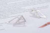 925 Stamp Silver Color Jewelry  Double Triangle Zircon Earrings For Women Retro Trendy Party Girls Gift Christmas