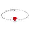 925 Stamp Silver Color Bracelet Anklet Red Love Ankle Peach Heart Chain Linked For Women Charm Bangle Jewelry Pulseira