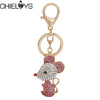 Cartoon Pink Crystal Mouse  Key Chain Lady Bag Keychain Pendant Car Charm Keyring Pendant For Women Jewelry Gifts