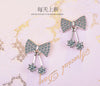 925 Stamp Silver Color Women  Bowknot Earrings Pendant Zircon Girl Gifts Jewelry New