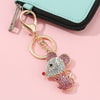 Cartoon Pink Crystal Mouse  Key Chain Lady Bag Keychain Pendant Car Charm Keyring Pendant For Women Jewelry Gifts