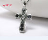Cross Necklace Multi Color Crystal Rhinestone Pendant Necklace with 45cm Snake Chain one piece  xy121