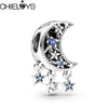 2Pcs/Lot Moon Star In The Galaxy Pendant Beads Charm Fits DIY Bracelets Necklace For Women Men Couples Jewelry Gift Accessories